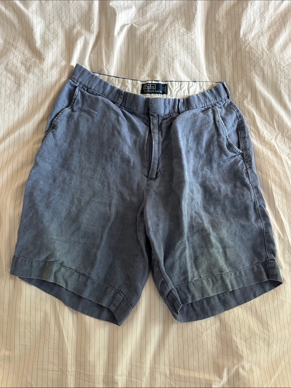 Polo by Ralph Lauren - Men's Blue 100% Linen Shorts - 33